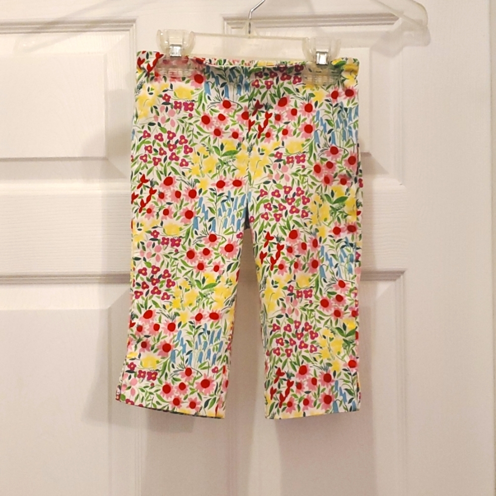 EUC Ralph Lauren Girl's 5 Floral Elastic Waist & Zipper Stretchy Capri Pants